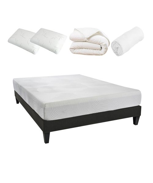 PRÊT A DORMIR HERA | Matelas Mémoire de forme, Sommier à lattes en kit, couette, oreillers & protège matelas