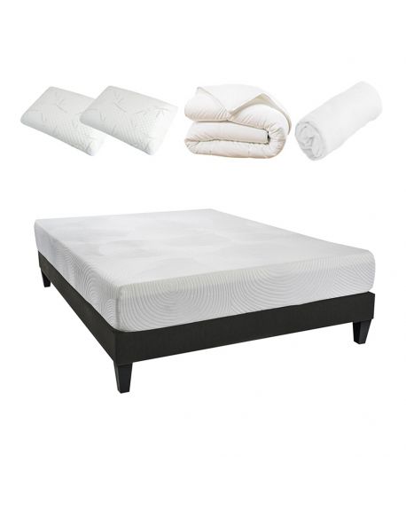 PRÊT A DORMIR HERA | Matelas Mémoire de forme, Sommier à lattes en kit, couette, oreillers & protège matelas