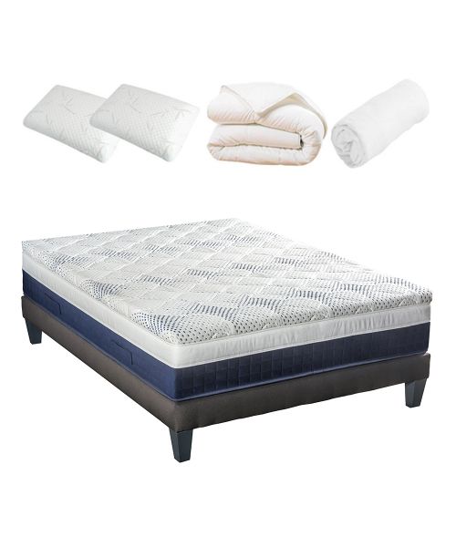 PRÊT A DORMIR HERACLES | MATELAS MÉMOIRE DE FORME, SOMMIER À LATTES EN KIT, COUETTE, OREILLERS & PROTÈGE MATELAS