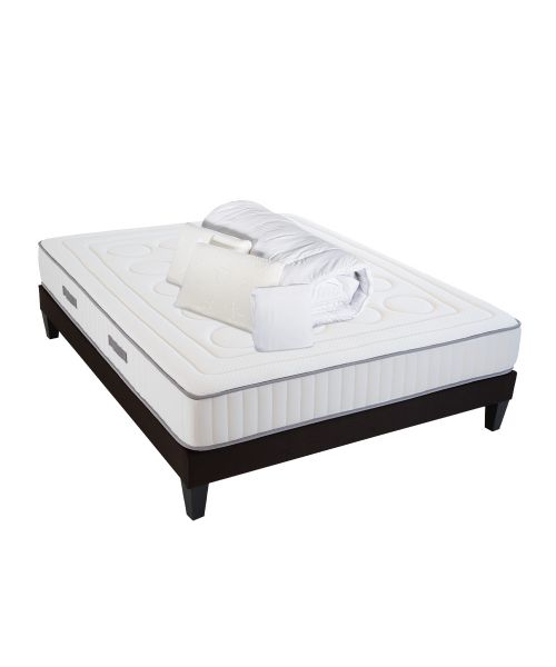 PRÊT A DORMIR CRISTAL | Matelas Mémoire de forme, sommier à lattes en kit, couette, oreillers & protège matelas