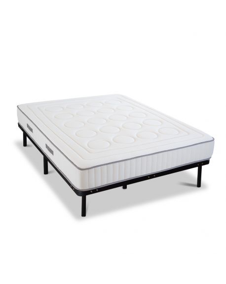 ENSEMBLE CRISTAL | Matelas Mémoire de forme et Cadres à lattes en kit